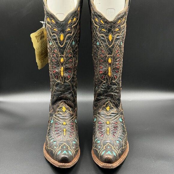 Corral Vintage Distressed Butterfly Rainbow Boots - Picture 2 of 11